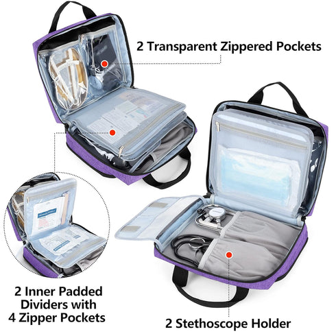 Trunab Utility Nurse Case Padded Stethoscope Case, Hold Two Stethoscopes/BP Cuffs and Nurse Accessories, Small Empty
