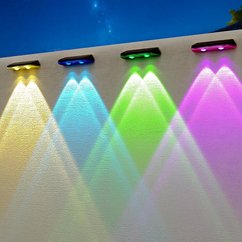13 IP65 (6) Solar Fence Lights Outdoor Waterproof LED, Lighting Modes, Solar Outdoor Lights Dual Installation Energy