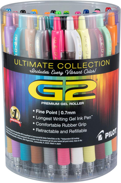 Pilot G2 Premium Gel Roller Pens Tub of 36 Assorted Colors Fine Point 0.7 mm