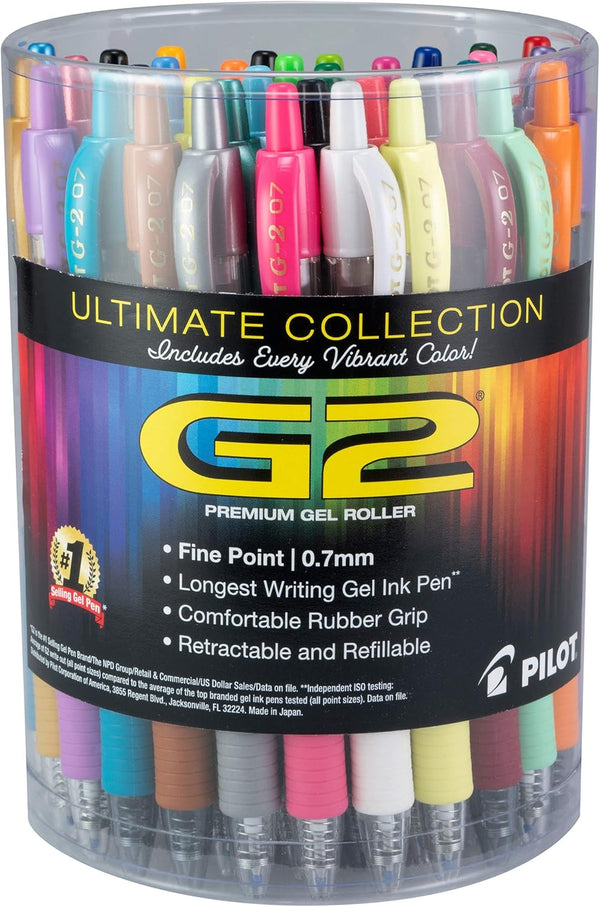 Pilot G2 Premium Gel Roller Pens Tub of 36 Assorted Colors Fine Point 0.7 mm