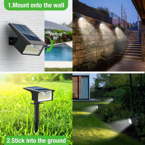 3 Pack/62 3 2-in-1 nipify Solar Spot Lights Outdoor, LED Solar Motion Sensor Lights Outdoor Waterproof, Modes Solar
