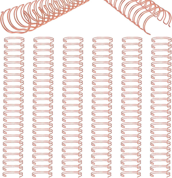 Zonon 6 Pieces Binding Wire, Twin Loop Spines, 1 Inch Cinch Diameter, 23 Holes for Document Notebook Making (Rose Gold)