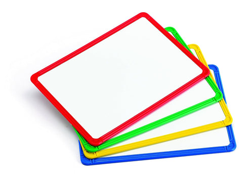 edxeducation-90564 Plastic Framed Metal Whiteboards, Set of 4, Assorted Colors: Red, Green, Yellow, Blue