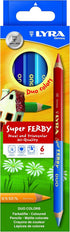 LYRA Super Ferby Duo Bi-Colour Wooden Chunky Colouring Pencils, 6 Assorted Colours for Children