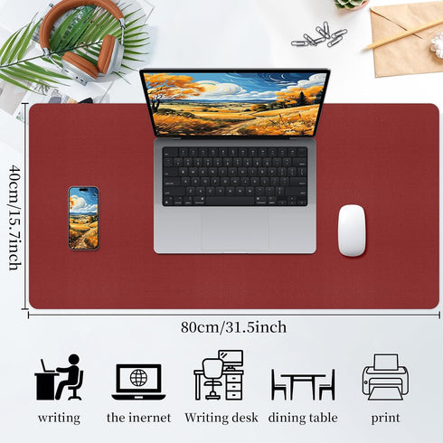 Office/Home.31.5"x 15.7" Bloss Red Leather Desk Mat Protector,Large Mouse Pad,Dual-Side Use Mouse Pads,Office Desks