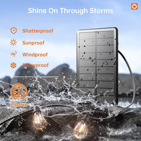 35FT IP54 10+1 Bulbs, Dimmable addlon Solar String Lights Outdoor, Waterproof Solar Powered with Remote & USB Port, LED