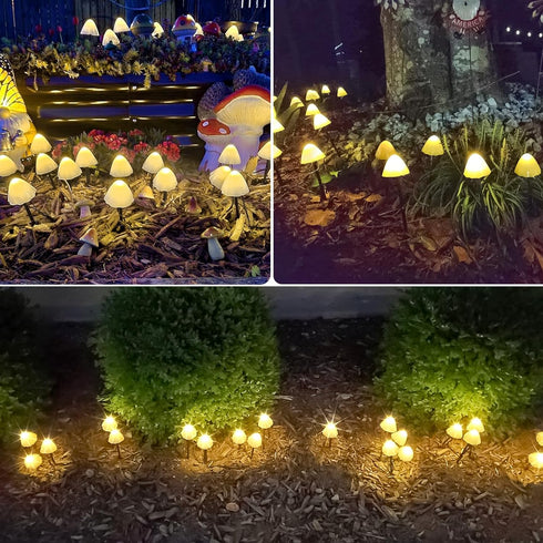 OZS 2PK 32LED 55FT 8 Mushroom Solar Garden Lights Outdoor, Solar String Lights Waterproof with Lighting Modes, Solar