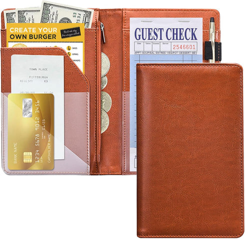 Server Books for Waitress/Waiter - Organizer with Zipper Money Pocket, Cute Accessories Fit Server Aprons Note Pads