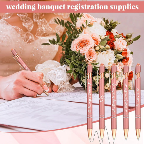 Kisston 36 Pcs Wedding Pens Bulk Bridal Shower Pens Favors Bachelorette Pens 6 Styles Retractable Ballpoint Pens