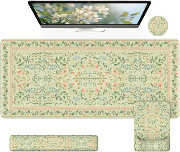 iCasso Mouse Pad with Wrist Rest,Large Desk Mat Set,Ergonomic Keyboard Pad with Wrist