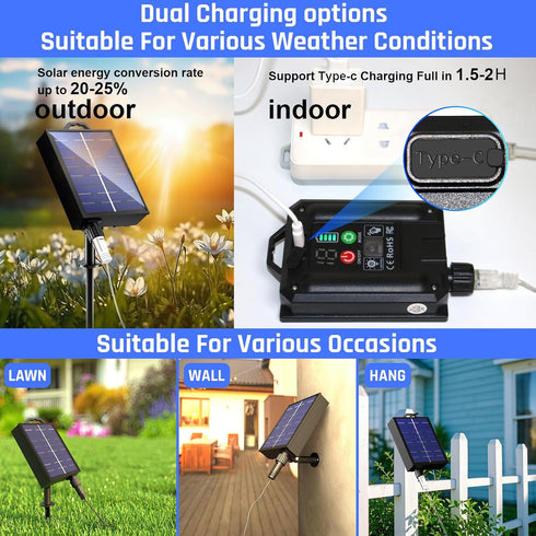 2 Pack 144ft 400 19 New Upgraded Solar Christmas String Lights Outdoor Waterproof Total Led Solar & USB Rechargeable