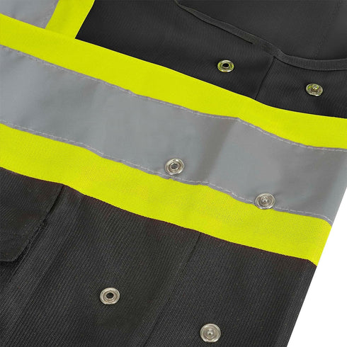 Pioneer Safety Vest for Men, Hi Vis Reflective Solid Neon, 8 Pockets, Zipper, Adjustable for Construction, Traffic,