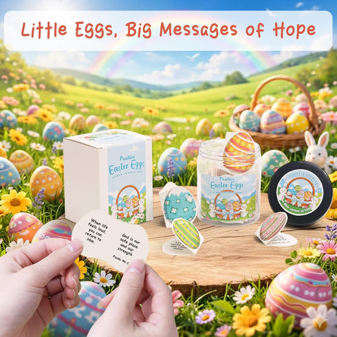 60 Christian Easter Basket Stuffer For Kids, Teens, Positive Easter Eggs Bible Verses of Hope Christian Easter Gifts