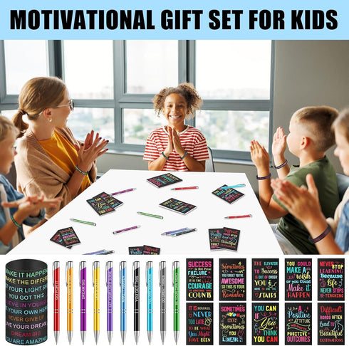 Sabary 150 Pcs Inspirational Notepads - Motivational Ballpoint Pens and Pocket Journals Bulk Gifts for School Supplies