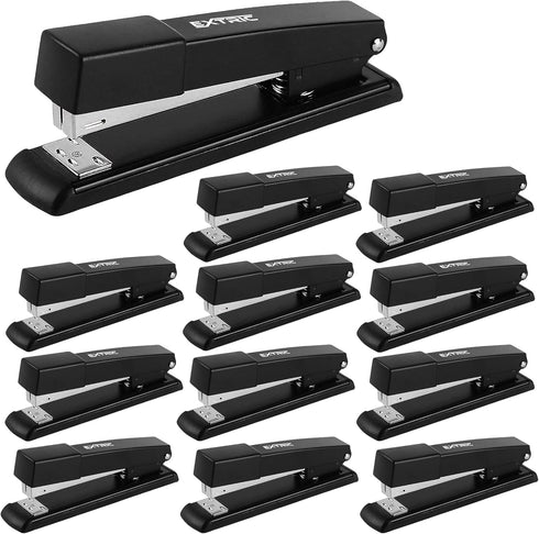 Stapler - 12 Pack Heavy Duty Staplers for Desk, Black Stapler, 25 Sheet Capacity