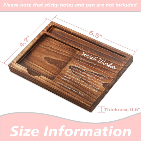 Social Worker Sticky Note Holder, Wooden Notepad & Pen Holder, 6.5" x 4.7" for Desk Appreciation Gifts, NPA234
