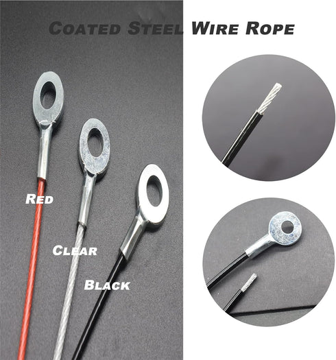 10 pcs 20 Inch (50cm) 3mm Galvanized Steel Wire Cable Eyelets, Short Rope Lanyard Safety Tether Chain Lock, Red