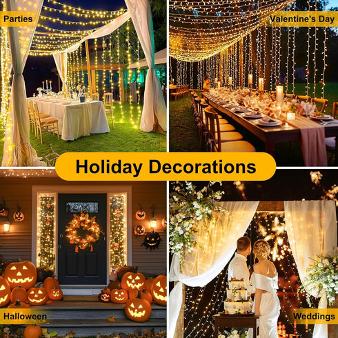 100FT 300 8 LED Christmas Lights Plug in,Outdoor Indoor Waterproof Fairy Lights with Timer and Modes, Connectable