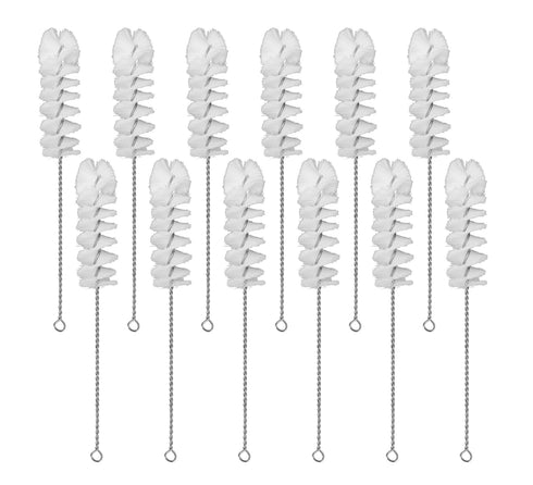 EISCO 12PK Nylon Cleaning Brushes, 9.25" with Fan-Shaped Ends - Twisted Stainless Steel Wire Handle