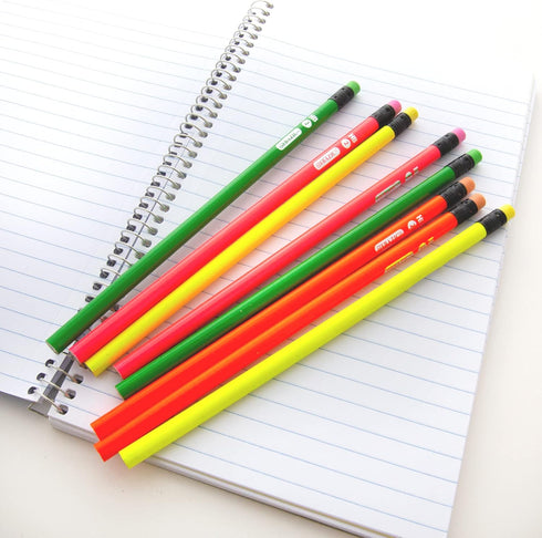 BAZIC Wood Neon Pencils, Unsharpened Rewards Pencil for Writing Drawing (8/Pack)