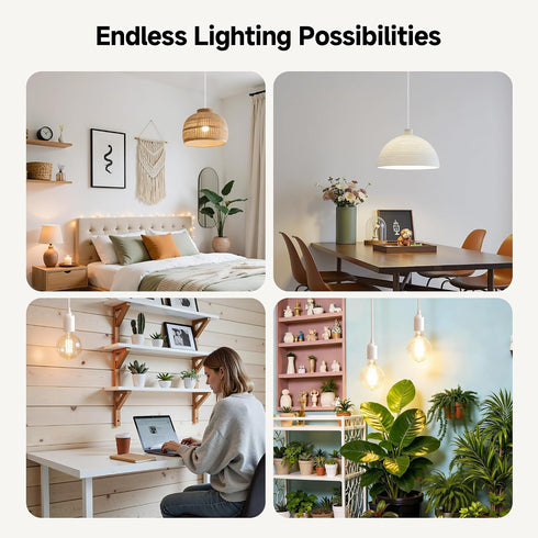 2-Pack 15ft, Cable Matters Hanging Light Cord with Switch - Pendant Light Cord with Plug, White