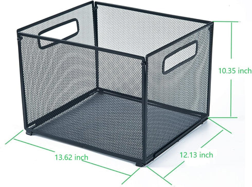 Letter-Size Hanging Folder Organizer, Metal Mesh Hanging File Folder Box, Office File Baskets, Black