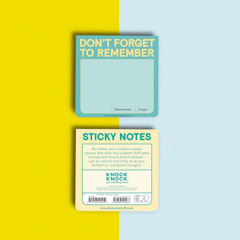 Knock Knock Don't Forget to Remember Sticky Note Pad, 3 x 3-Inches, 100 Sheets, To Do List Notes