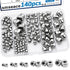 smseace 140Pcs 304 6-Sizes M3/M4/M5/M6/M8/M10 Stainless Steel Acorn Nuts Assortment Kit Bolt Covers Caps
