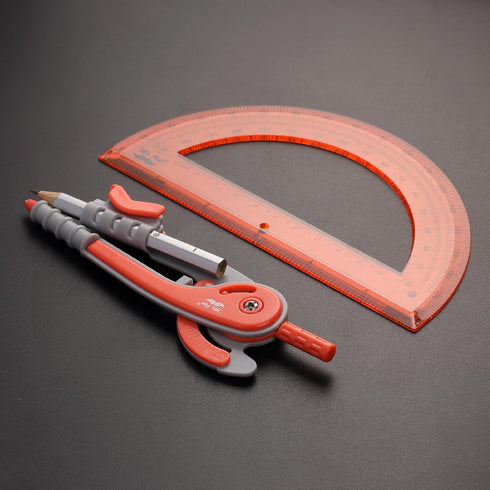 Mr. Pen Compass and Protractor Set, Red Geometry Tool for Drawing, Math Compass, Protractor Set