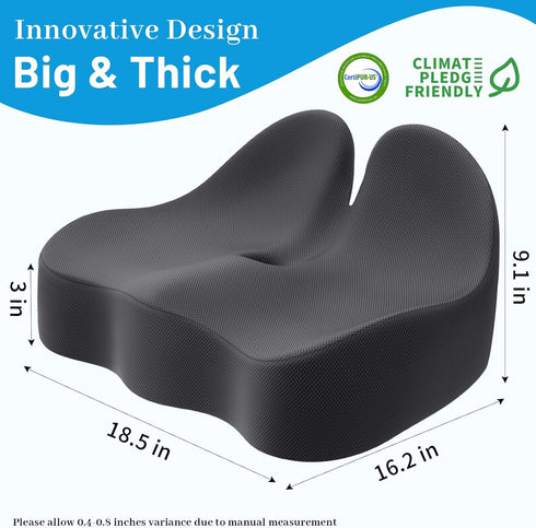 Tailbone CushZone Memory Foam Seat Cushion for Office Chair, Ergonomic Coccyx Cushion for Desk Chair, Support Pillow