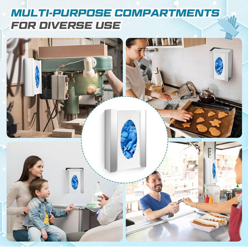2 9.75"H 5.5"W X3.5"D Blulu Pcs Glove Box Holder Dispenser Stainless Steel Wall Mounted Box Organizer Wall Attachment