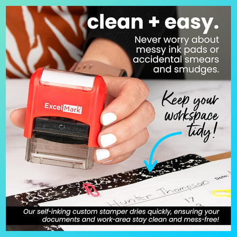 ExcelMark Self-Inking Two-Color Rubber Teacher Stamp - Complete for Homework - Red and Blue Ink for Grading