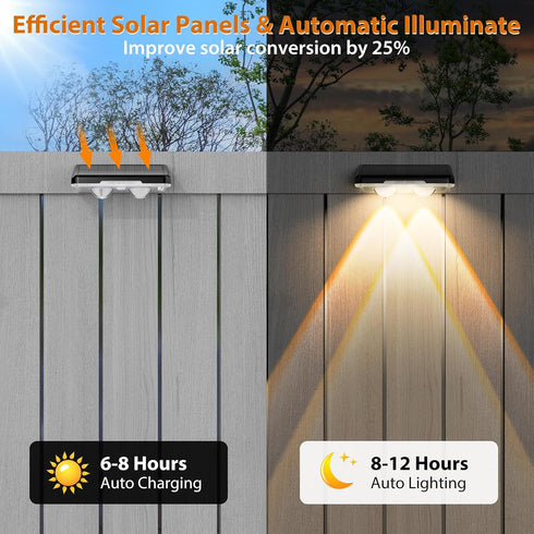 7 IP65 (8pack) Solar Fence Lights Outdoor, Fixed Colors Color Changing Waterproof Solar Powered Lights