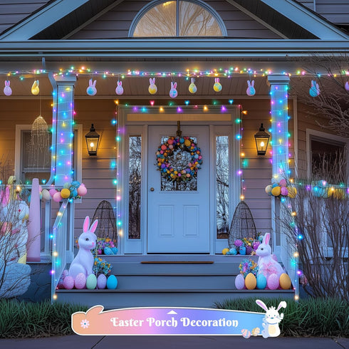 400 132FT 8 JMEXSUSS LED Easter Lights Indoor Outdoor, Easter String Lights Plug in, Modes Colorful Christmas Light