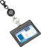 Wisdompro ID Badge Holder with Retractable Keychain, 2-Sided PU Leather Pass Card Holder, 2 Card Slots, Black,