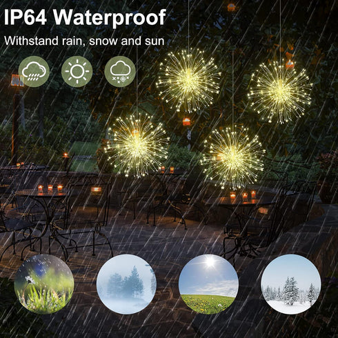 HEAGEERO 180 8 Starburst Light, Battery Chandelier LED, Mode Firework Lights, Outdoor Ceiling Hanging Decoration Fairy
