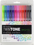 Tombow 61500 Twintone Marker Set, 12-Pack Bright Double-Sided Markers for Bold and Precise Writing