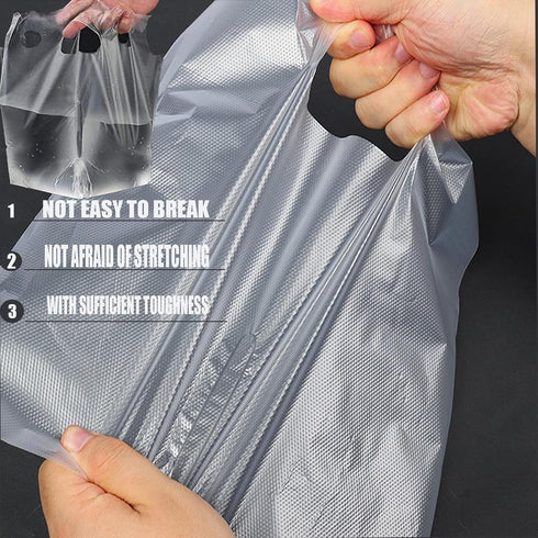 Ntwoiee 100 Pack Packaging (11.8x11 inches) Clear Handle Drink Drinking Poly Plastic Bags,Drink Carriers for Delivery