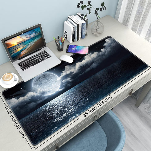 Desk Mat, Large Mouse Pad 35''×15.6''×0.12'' XXL Extended Gaming Mouse Pad with Non-Slip Base for Computer, Office