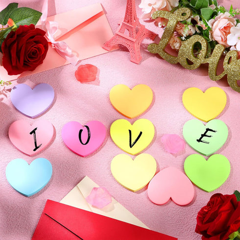 Roowest 600 Sheets Valentines Day Heart Sticky Notes, Heart Notepads, Colorful Sticky Pad for Home