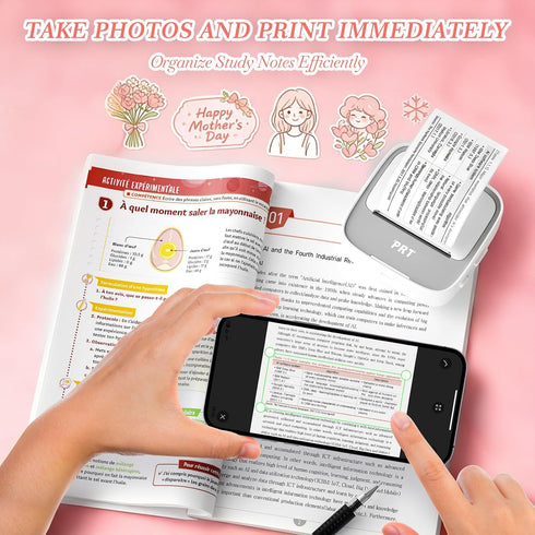 PRT 1 Mini Sticker Printer, Portable Thermal Printer with Roll Sticker Paper, Inkless Sticker Maker, Bluetooth Label