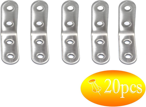 20pcs Thick Stainless Steel Corner Code, 90 Degree Right Angle Reinforcement Angle Iron Triangle L Bracket 40mm x40mm.
