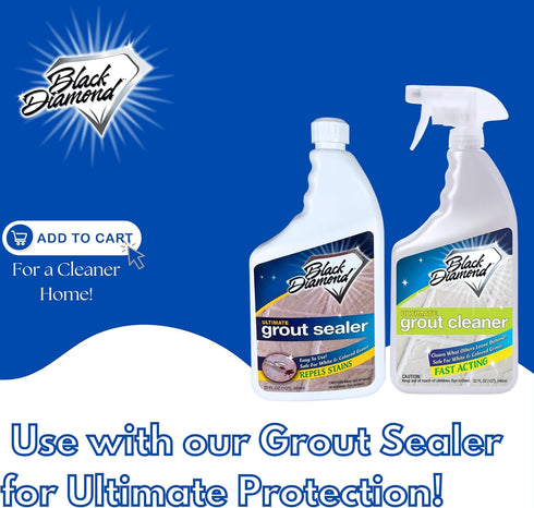(1-Quart) Black Diamond Stoneworks Ultimate Grout Cleaner for Tile Floors Acid-Free Deep Cleaner Removes Grease, Dirt