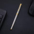 BEILUNER Silver Chrome Ballpoint Pen with Golden Trim, Best Gift Set for Men & Women, 0.5mm Extra Black Refill