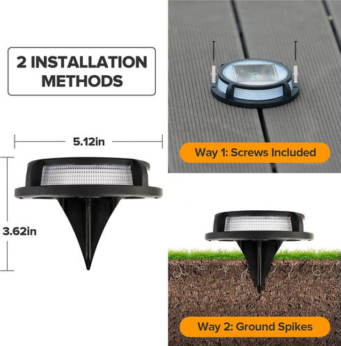 4 Pack 12 IP67 LUTEC Solar Driveway Lights, LEDs Waterproof Outdoor Solar Dock Driveway Marker Lights for Step