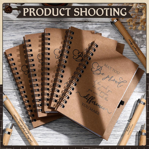 Tenceur Employee Appreciation Gifts, Motivational Notebooks, Inspirational Kraft Spiral Journal Notepads with Bamboo