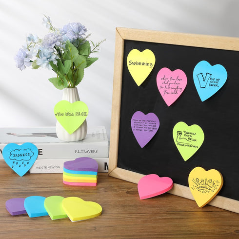 Mr. Pen Heart Sticky Notes, 12 Pads, 60 Sheets/Pad, Cute Heart Shaped Note Pads for Office Supplies