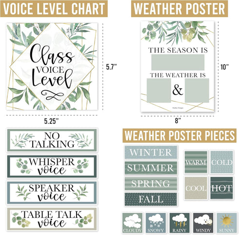 Hadley Designs Greenery Classroom Calendar Set, Bulletin Board Sets for Teachers