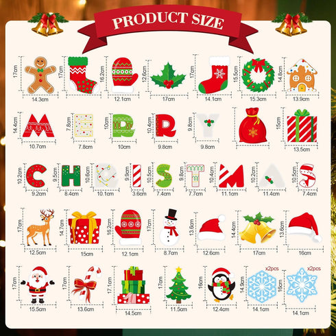 TaoBary 39 Pcs Christmas Bulletin Board Decorations Set - Merry Christmas Stockings, Balls, Gift Boxes for Classroom