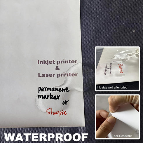 Mr-Label White Matte Printable Vinyl Sticker Paper, Waterproof Full Letter Sheet for Inkjet/Laser Printer, 10 Sheets
